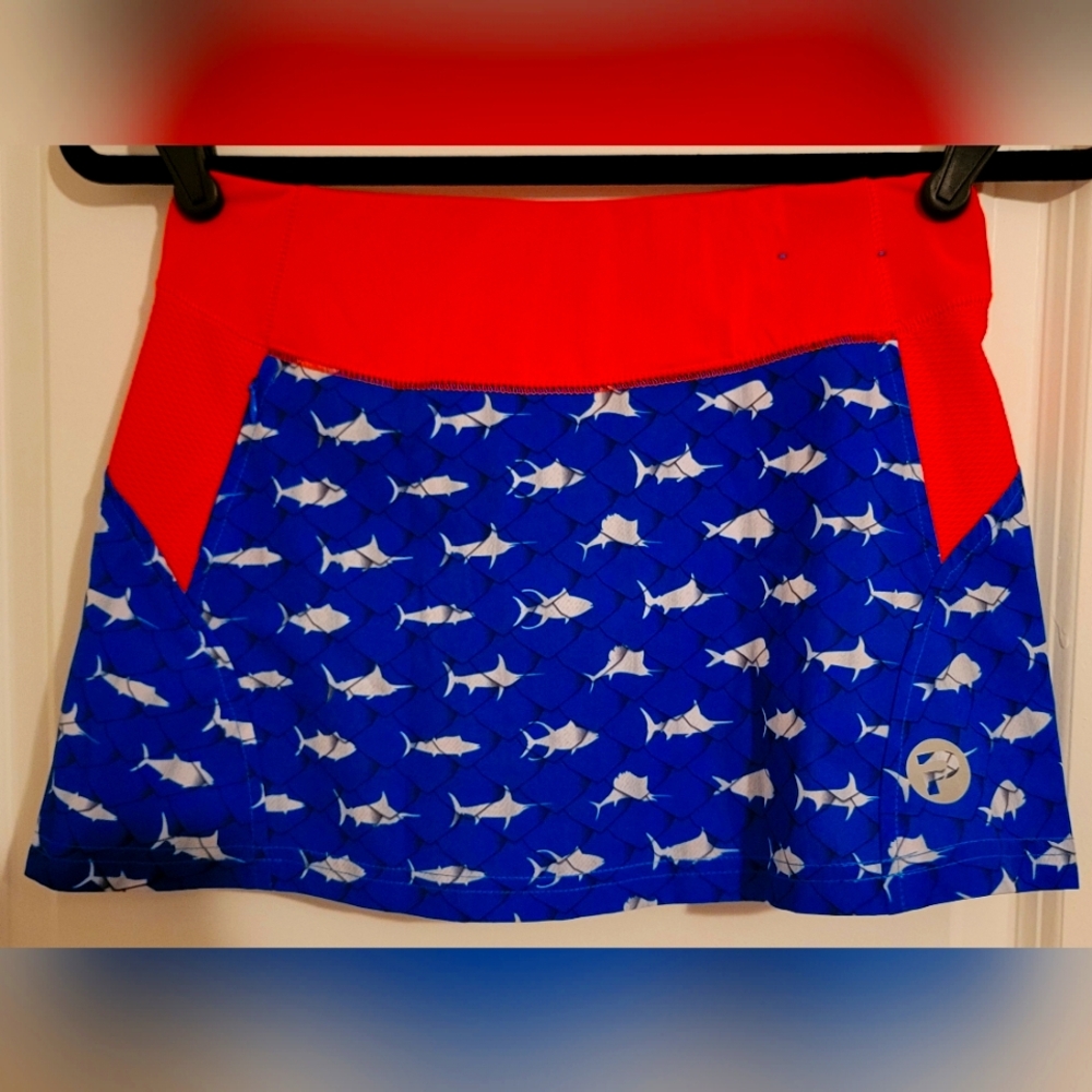 PELAGIC Skort Fish Oceanflex Active Skort Juniors Womens Sz XS Americamo Fishing